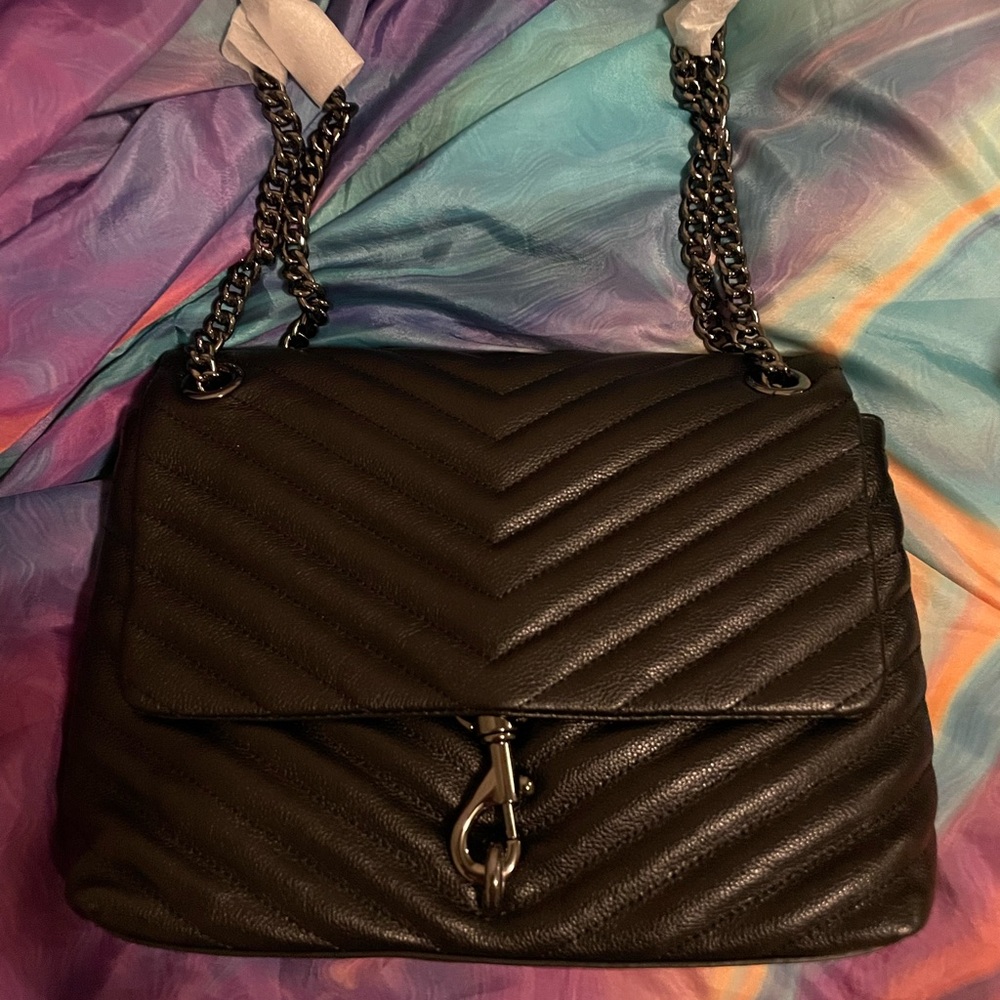 Rebecca Minkof Black Quilted Chain Shoulder Bag new with tags